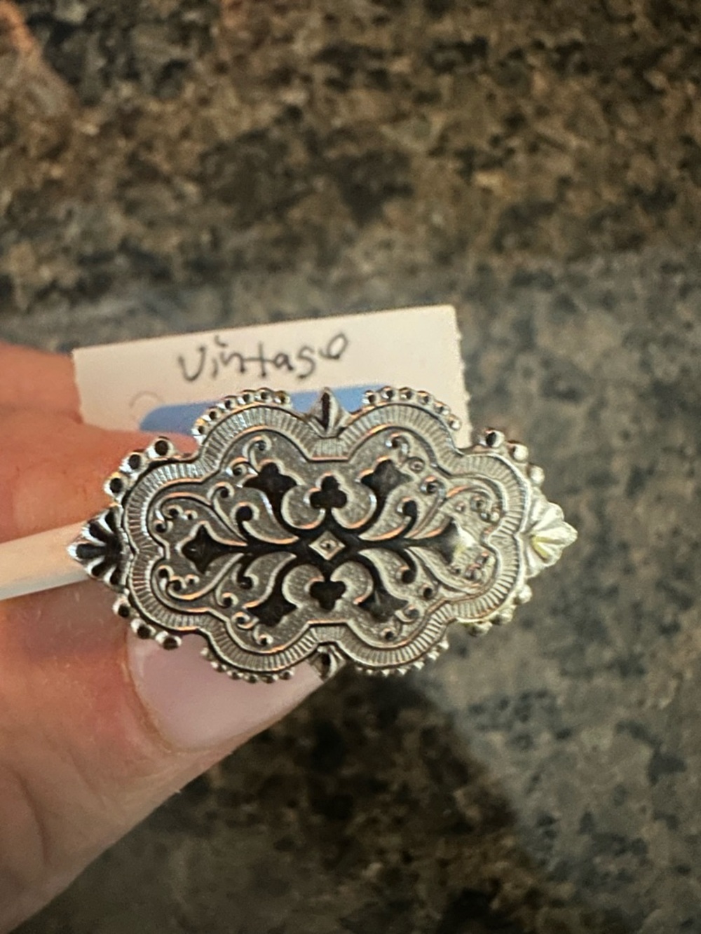 Silver Filigree Floral Brooch - Vintage Style